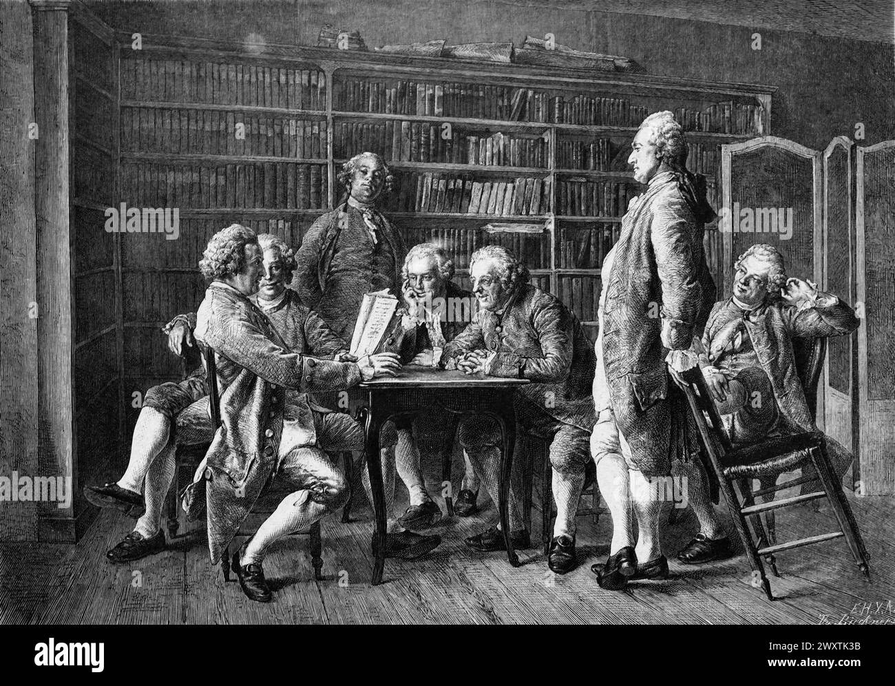 The enceclopaedists at a reading with Diderot, Pushkin State Museum of Fine Arts, Moscow, Russia Stock Photo