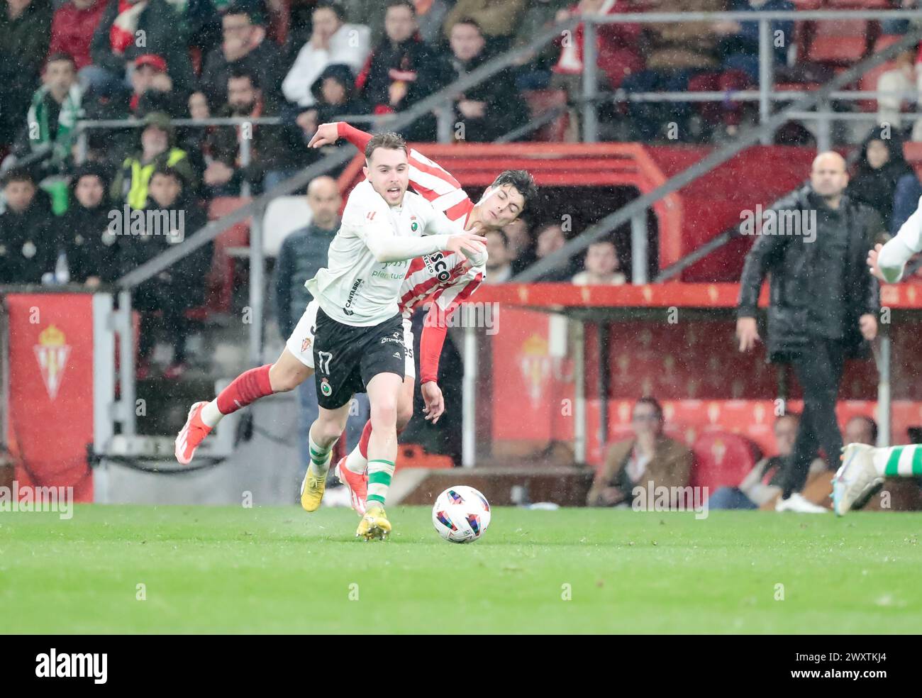 Gijón, Asturias, northern Spain- LaLiga HYPERMOTION, 2nd division, matchday 33, Real Sporting de Gijón - RC Santander, at the Molinón field Stock Photo