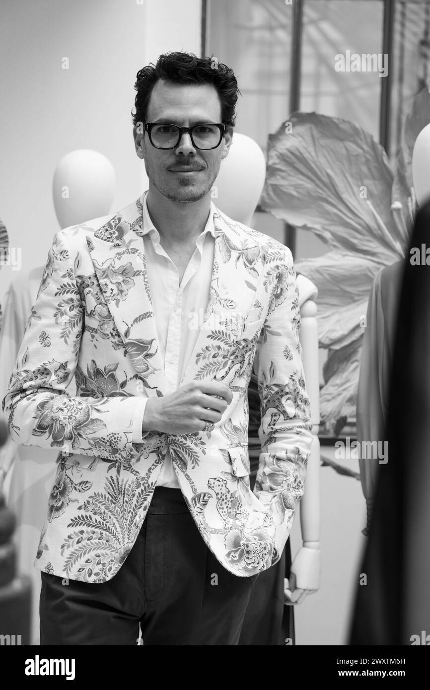 Madrid, Spain. 02nd Apr, 2024. Designer Juan Avellaneda poses during