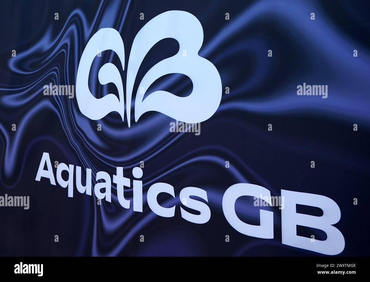 A general view of Aquatics GB branding during day one of the 2024 British Swimming Championships