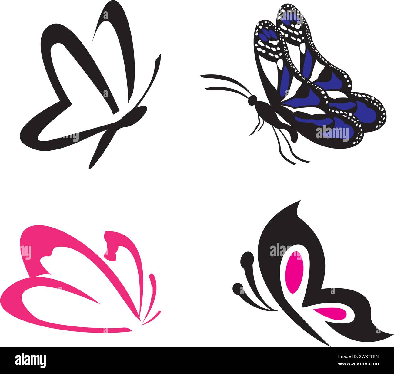 Butterfly icon logo, vector design illustration Stock Vector