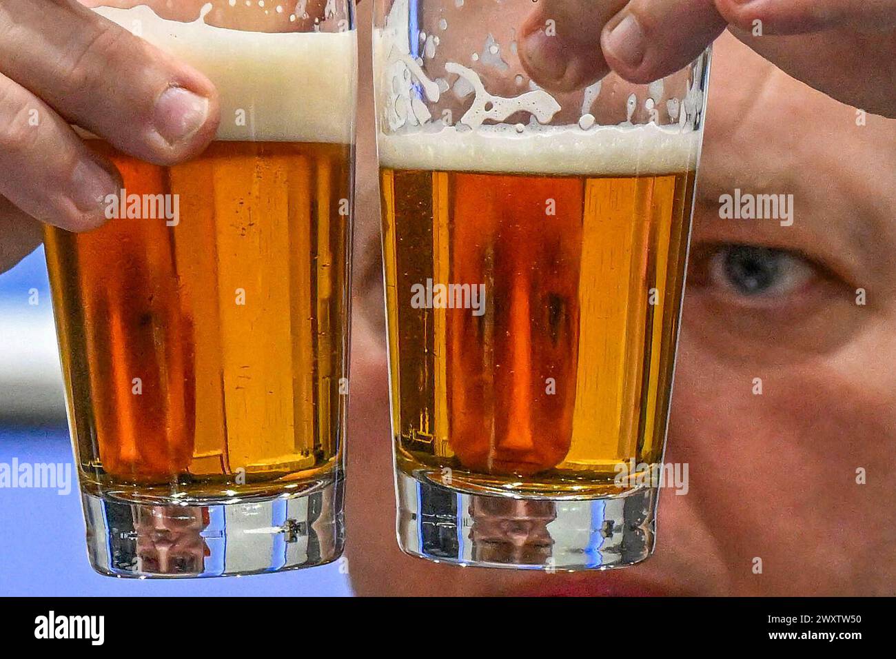 Brno, Czech Republic. 02nd Apr, 2024. Experts start beer degustation during ' Zlaty SOUDEK PIVEX 2024' (Golden Keg PIVEX 2024) competition in Brno, Czech Republic, April 2, 2024. Ludek Kurek of Brewery Holba. Credit: Vaclav Salek/CTK Photo/Alamy Live News Stock Photo