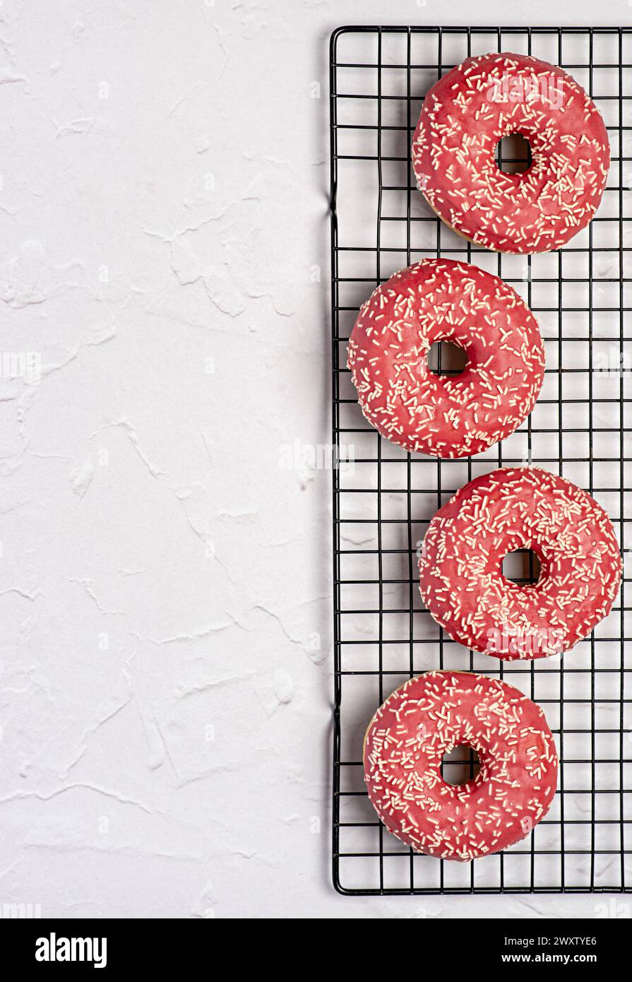 Blank food photography of donuts, glazed, bagel, bakery, baking, pastry, pink, treat, dessert
