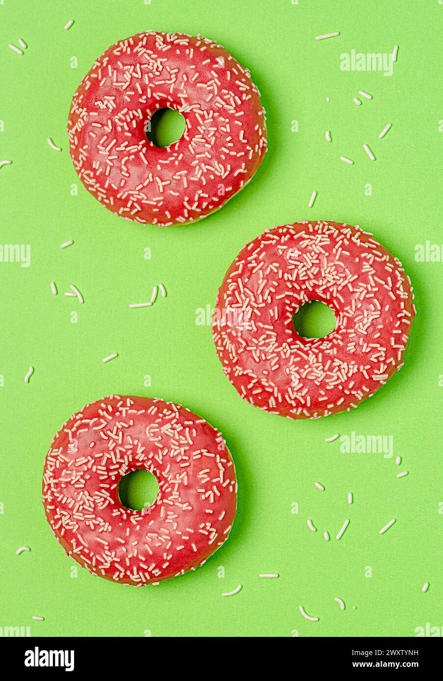 Macro food photography of doughnut, donuts, glazed, bagel, bakery, baking, pastry, pink, treat