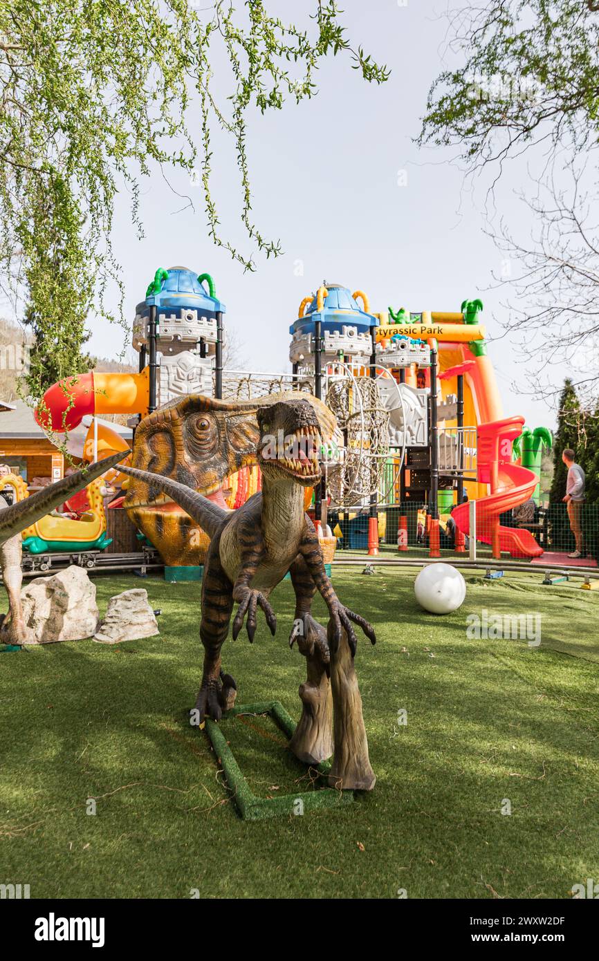 Velociraptor in an amusement park in austria Stock Photo - Alamy
