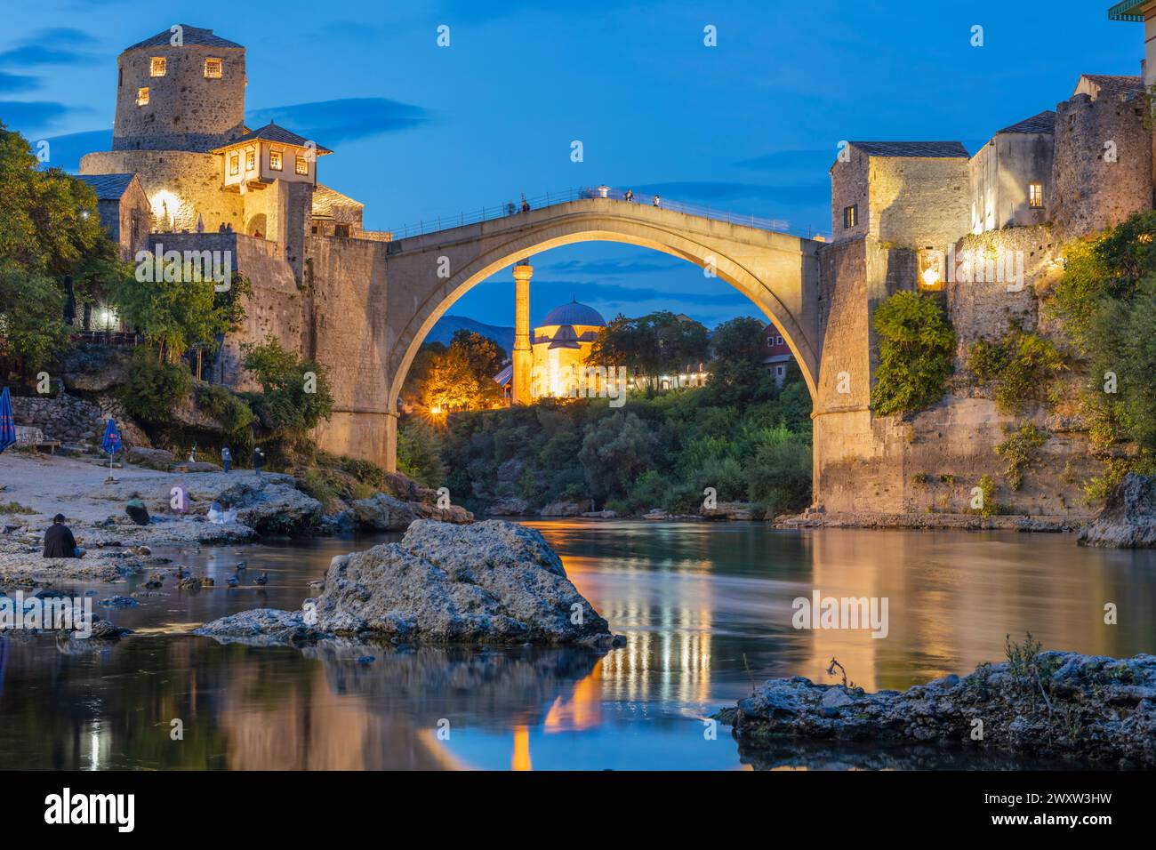 Stari most, Old Bridge, 16th century Ottoman bridge, Mostar, Bosnia Stock Photo
