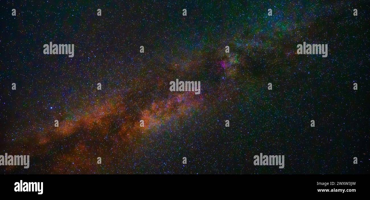 Night starry sky with bright stars, milky way and galaxies Stock Photo ...