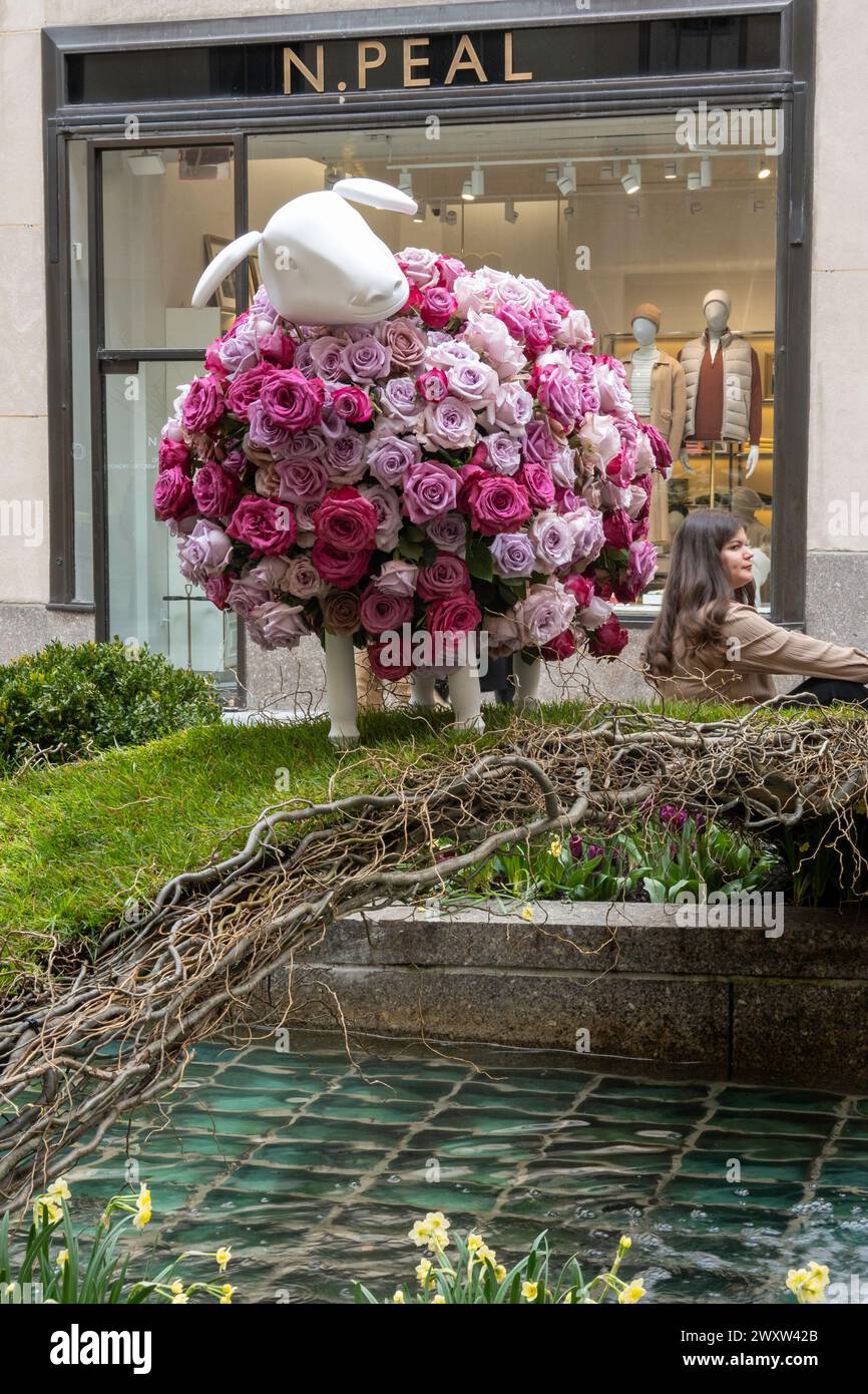 The Easter display at Rockefeller Center, featured floral lamb ...