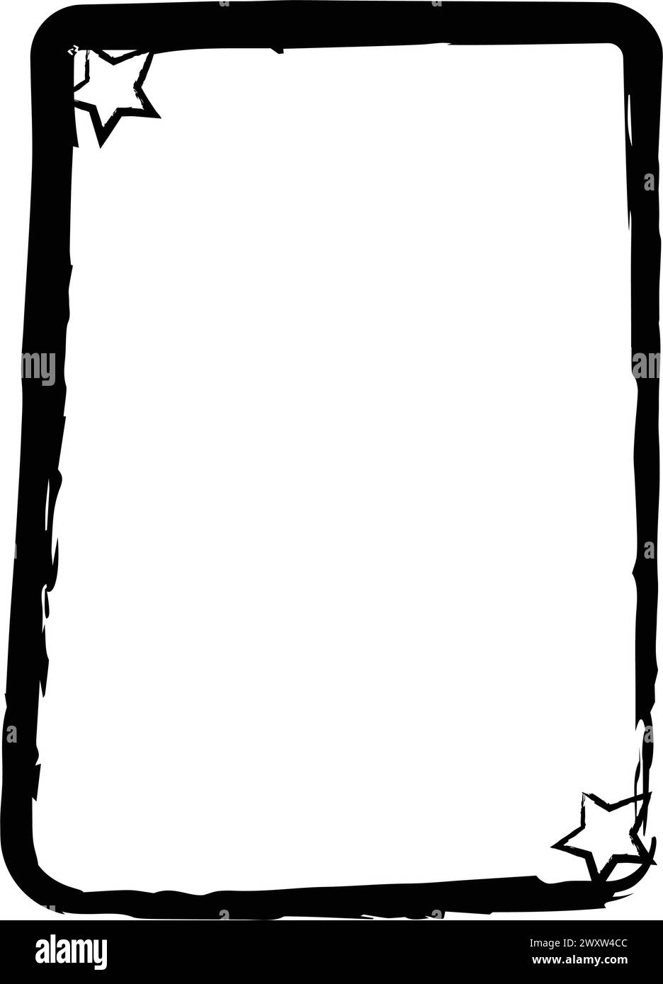 Star frame border grunge stroke element, brush shape icon, vertical ...