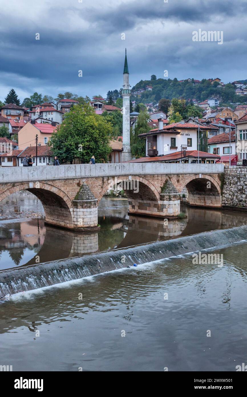 Latin Bridge, site of the assassination of Franz Ferdinand, Sarajevo, Bosnia Stock Photo
