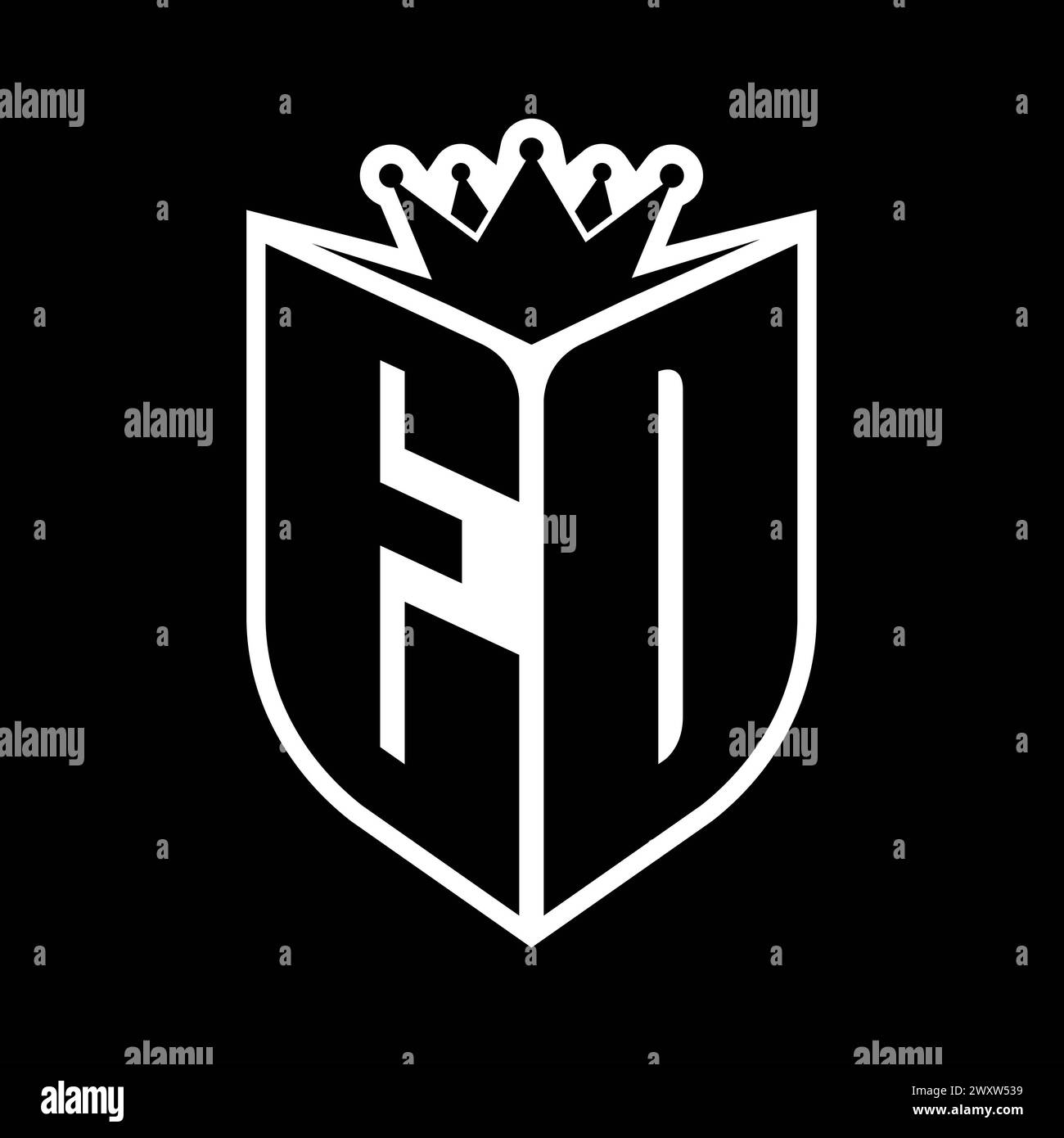 ED Letter bold monogram with shield shape and sharp crown inside shield ...