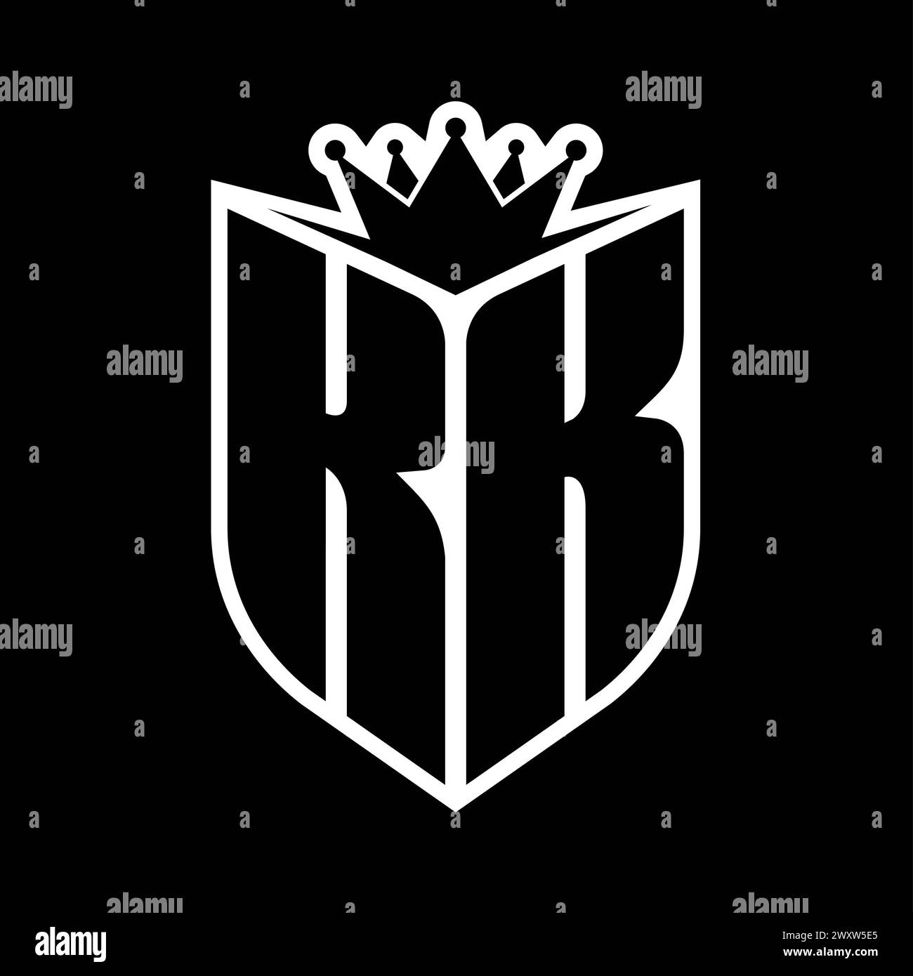 KK Letter bold monogram with shield shape and sharp crown inside shield ...