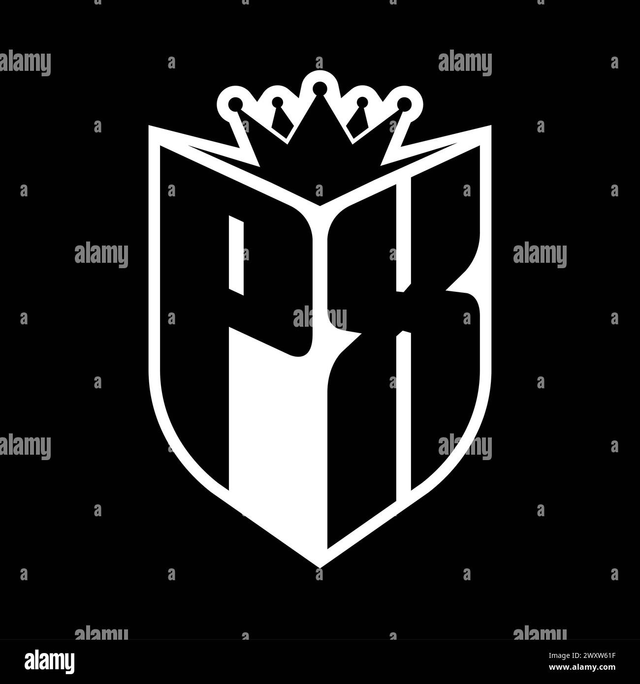 PX Letter bold monogram with shield shape and sharp crown inside shield ...