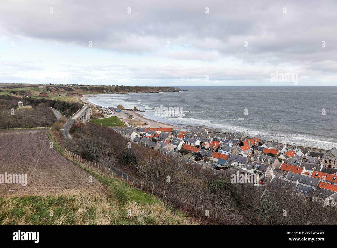 The coastal village of Cullen in Spring, Moray, Scotland, UK Stock Photo