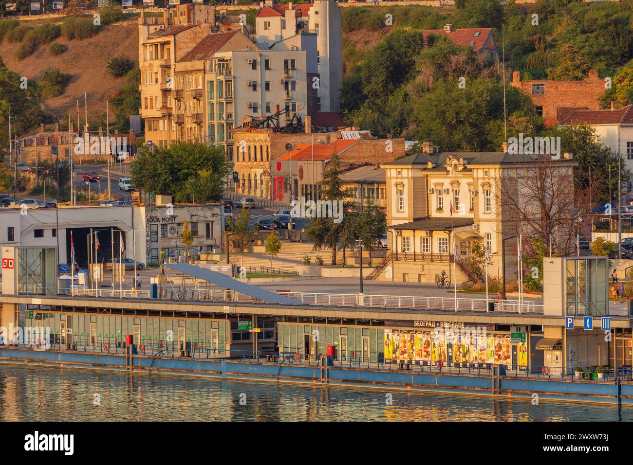 Cityscape of Belgrade, river Sava, Belgrade, Serbia Stock Photo