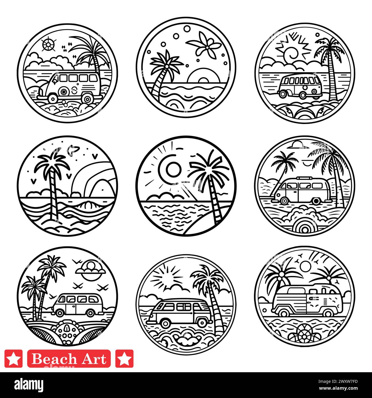 Oceanic Dreams Inspiring Beach Scenes In Vector Silhouettes Stock oceanic-dreams-inspiring-beach-scenes-in-vector-silhouettes-stock