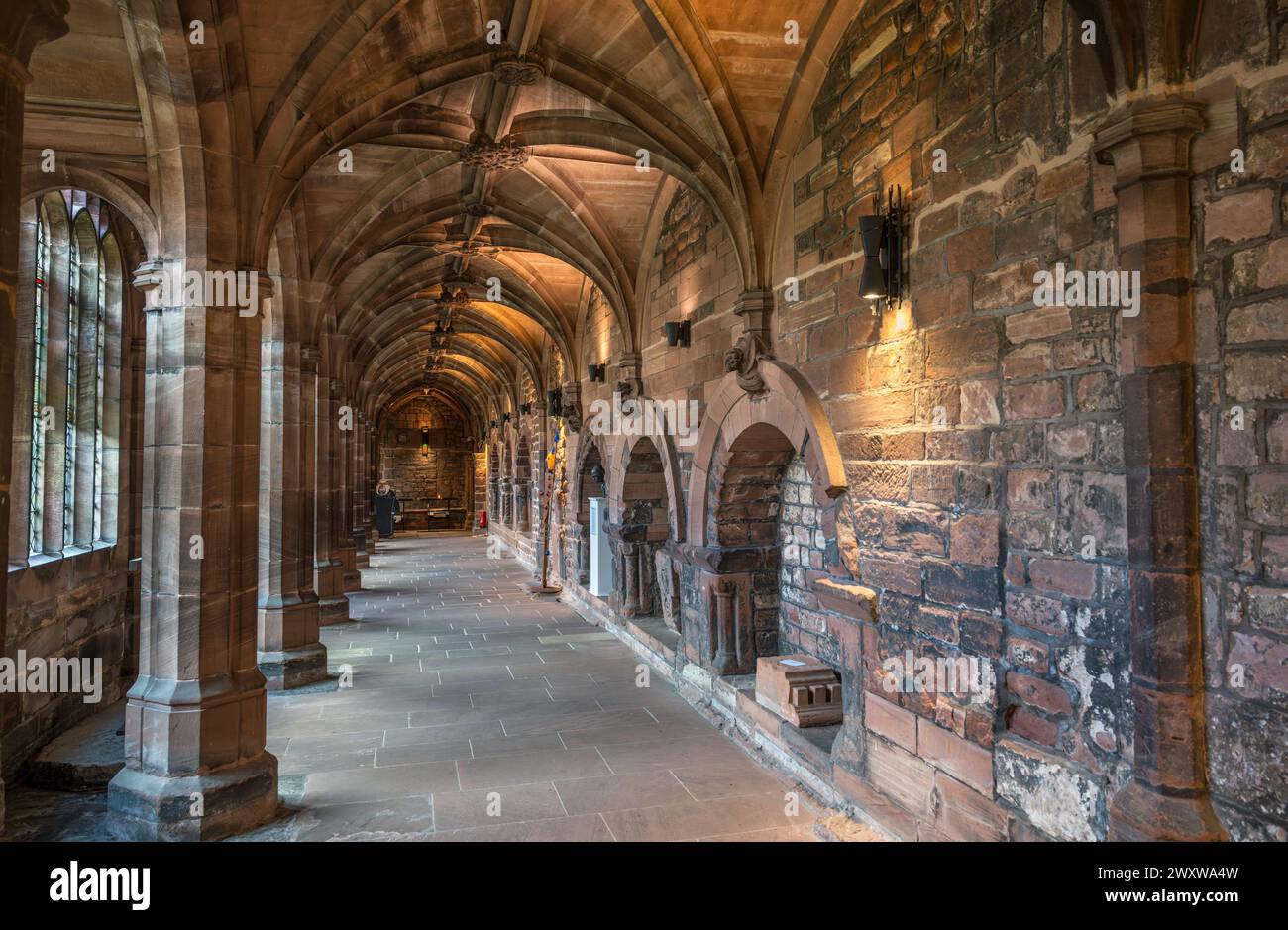 Cloisters in Chester Cathedral, Chester, Cheshire, England, UK Stock Photo