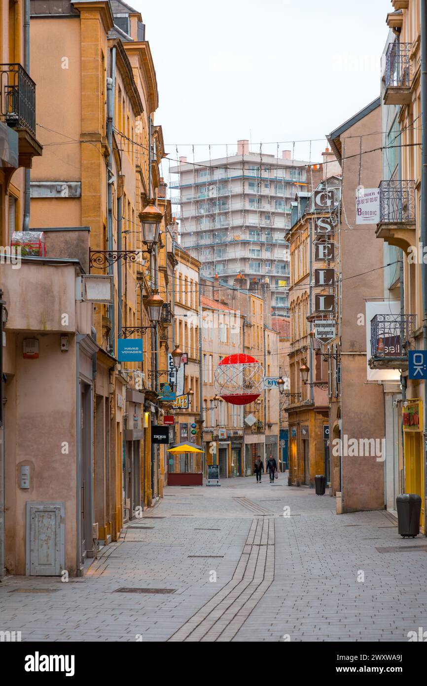 Metz, France January 23, 2022 Rue Serpenoise, often called Rue Serp