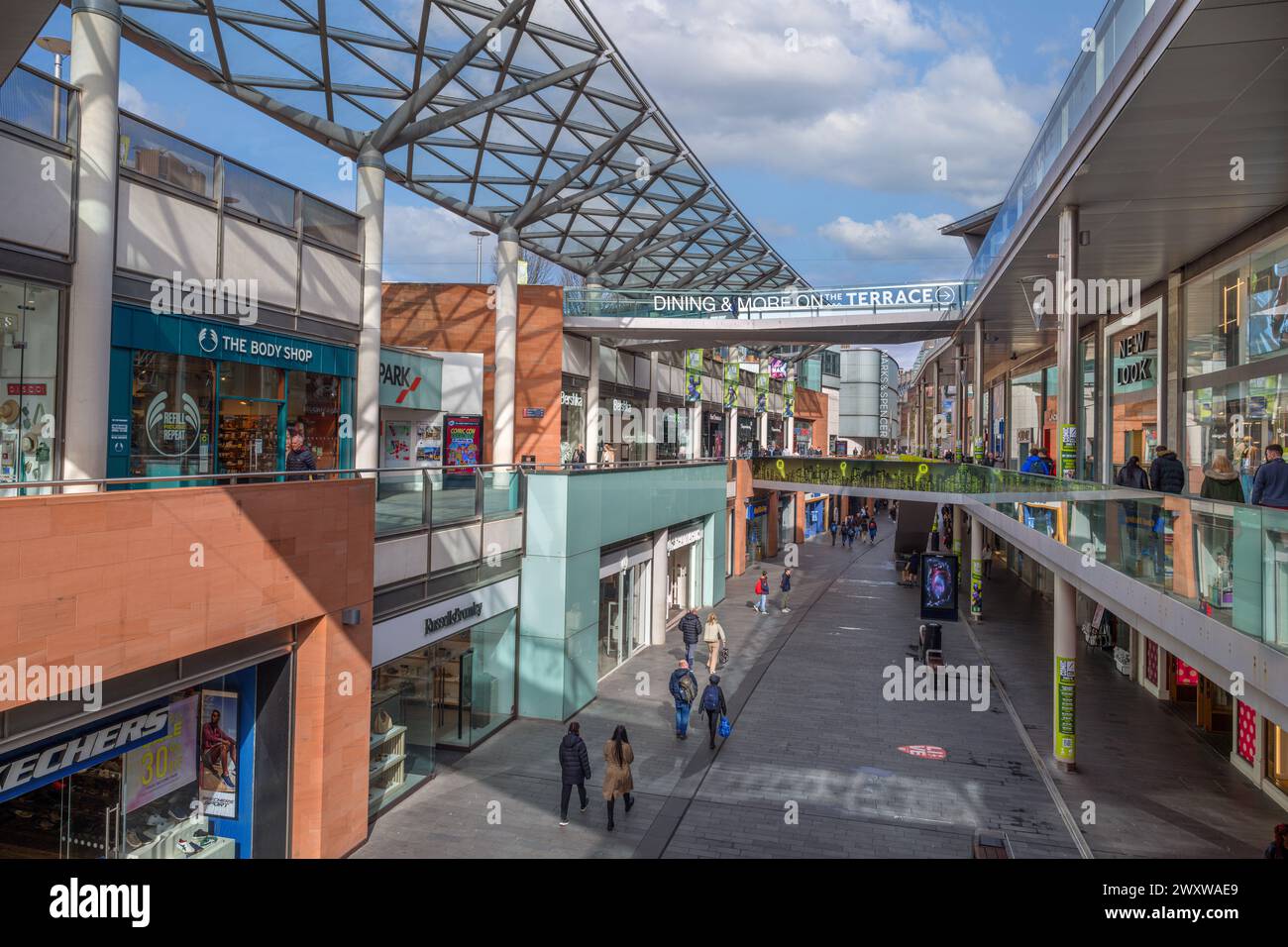 Stores in the Liverpool One shopping centre, Liverpool, Merseyside, England, UK Stock Photo