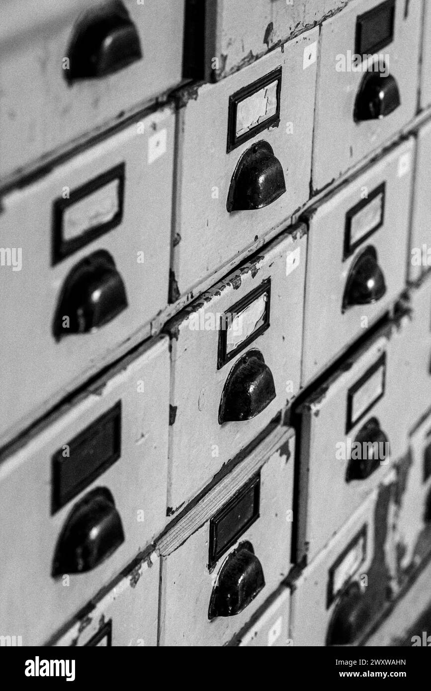 Closeup of a set of filing with handles Stock Photo Alamy