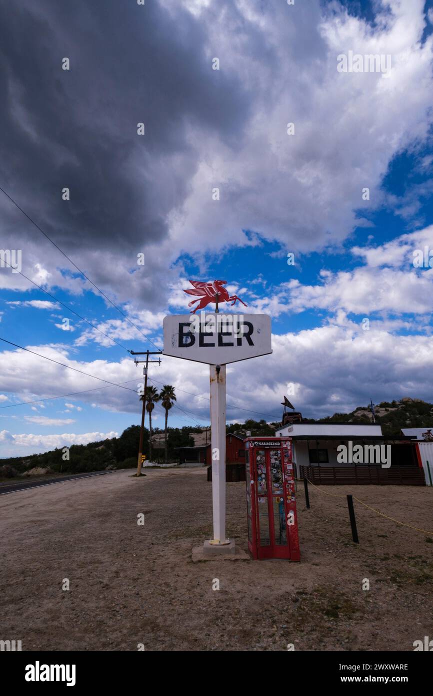 Beer sign, near Aguanga, California, United States of America Stock Photo
