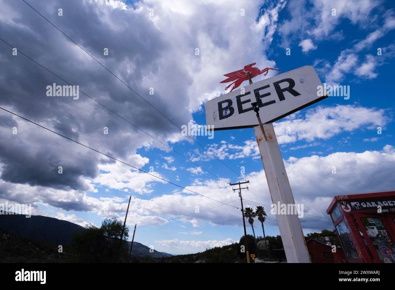 Beer sign, near Aguanga, California, United States of America Stock Photo