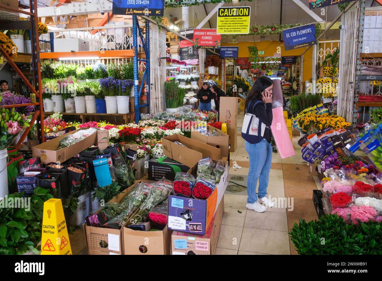 The Los Angeles Flower District, Los Angeles, California, USA Stock