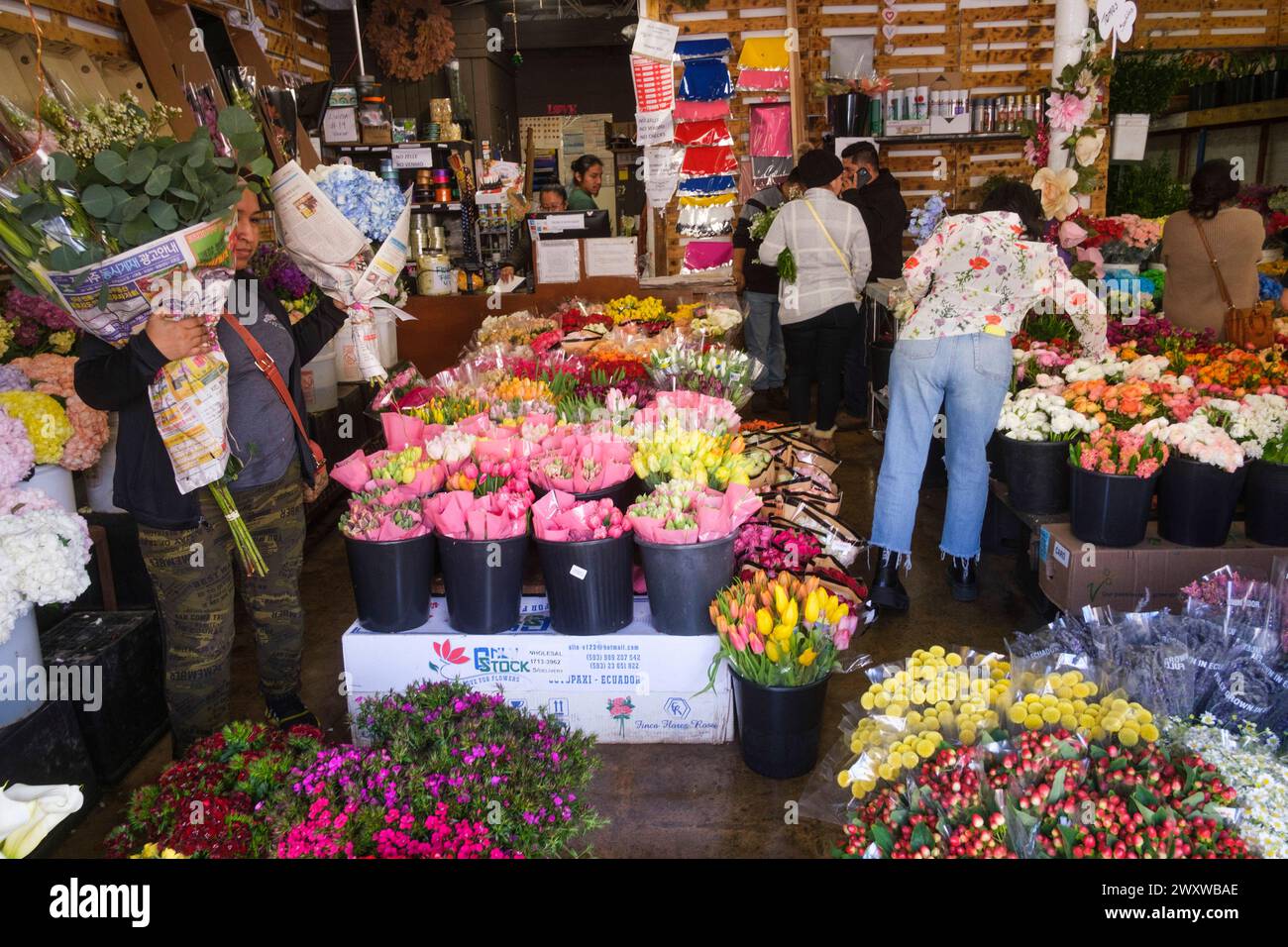 The Los Angeles Flower District, Los Angeles, California, USA Stock