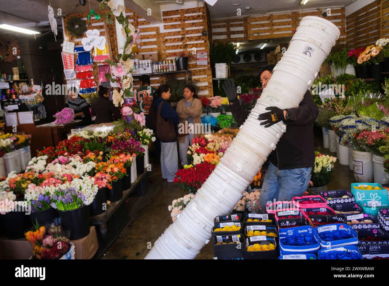The Los Angeles Flower District, Los Angeles, California, USA Stock