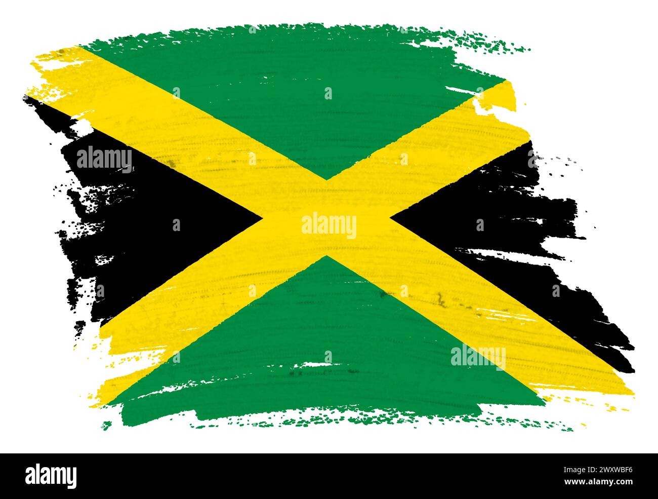 Jamaica flag paint splash brushstroke Stock Photo