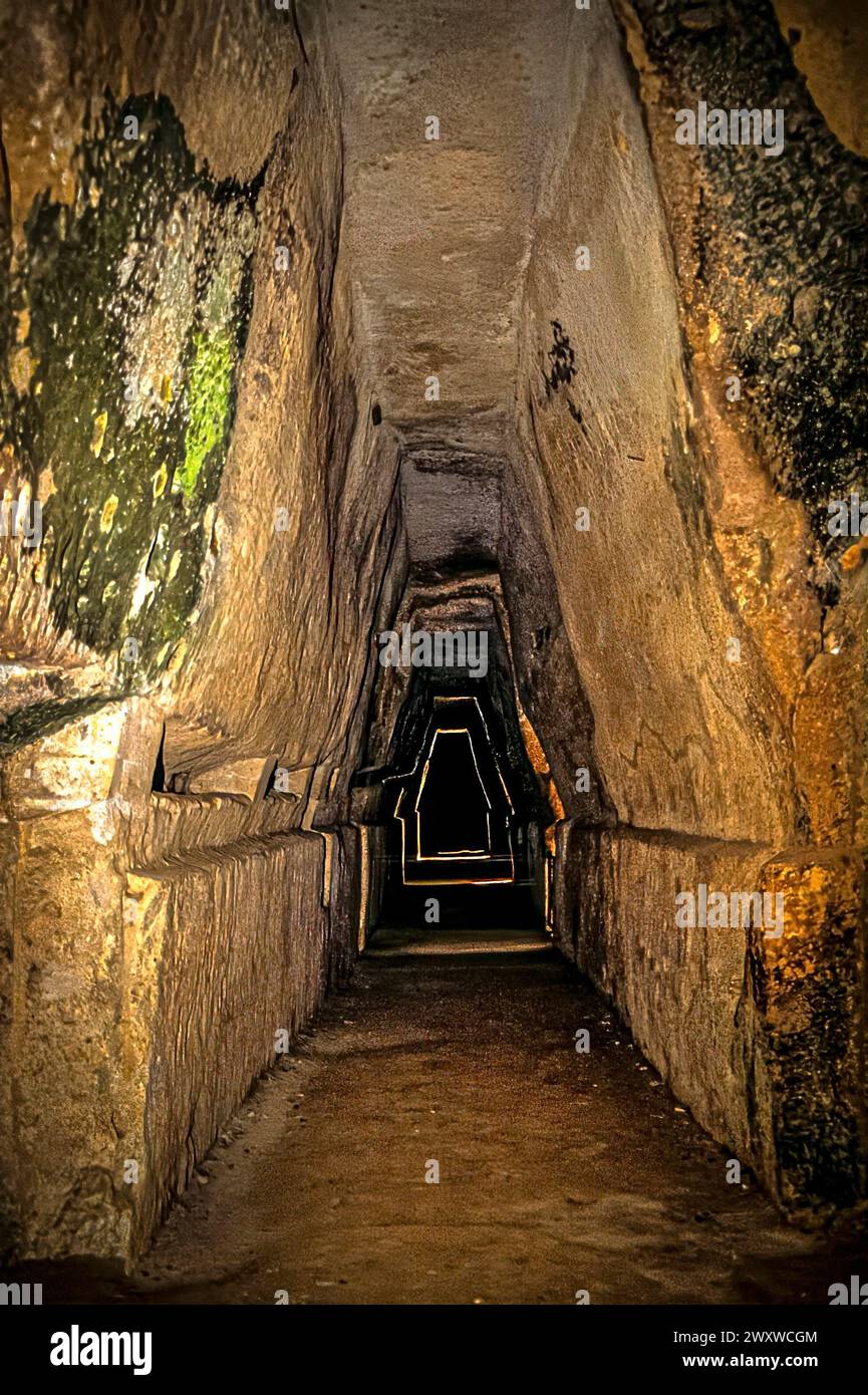 Italy Campania Pozzuoli archeological area of Cuma - Sibyl's Cave Stock Photo