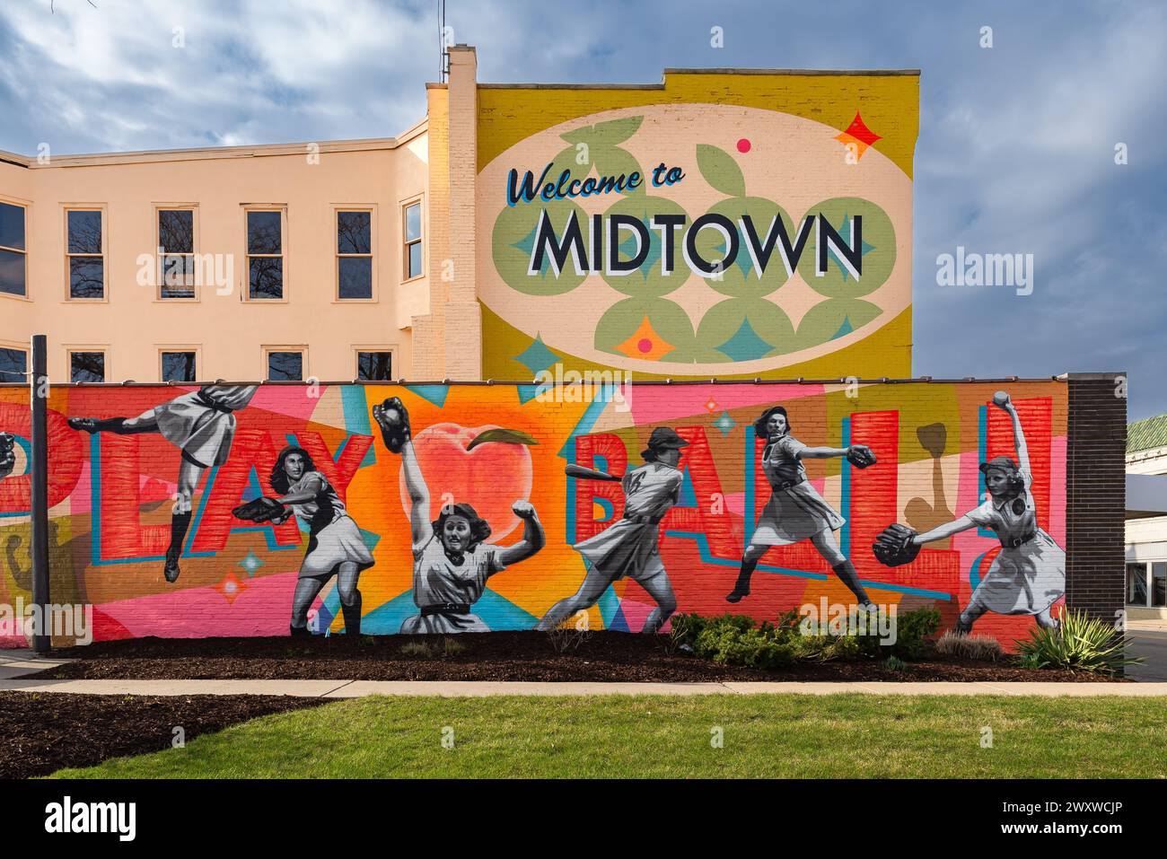 Rockford, Illinois - United States - March 28th, 2024: Downtown mural 'No Rinkydink' by artists Jenny Ustick and Atalie Gagnet in Rockford, Illinois, Stock Photo