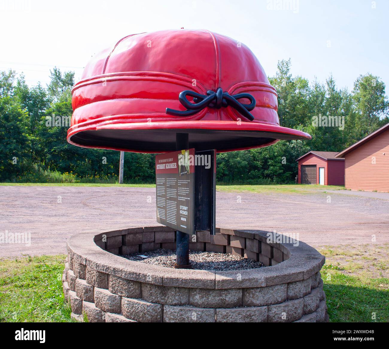 Big Stormy Kromer Cap statue in Ironwood, Michigan Stock Photo