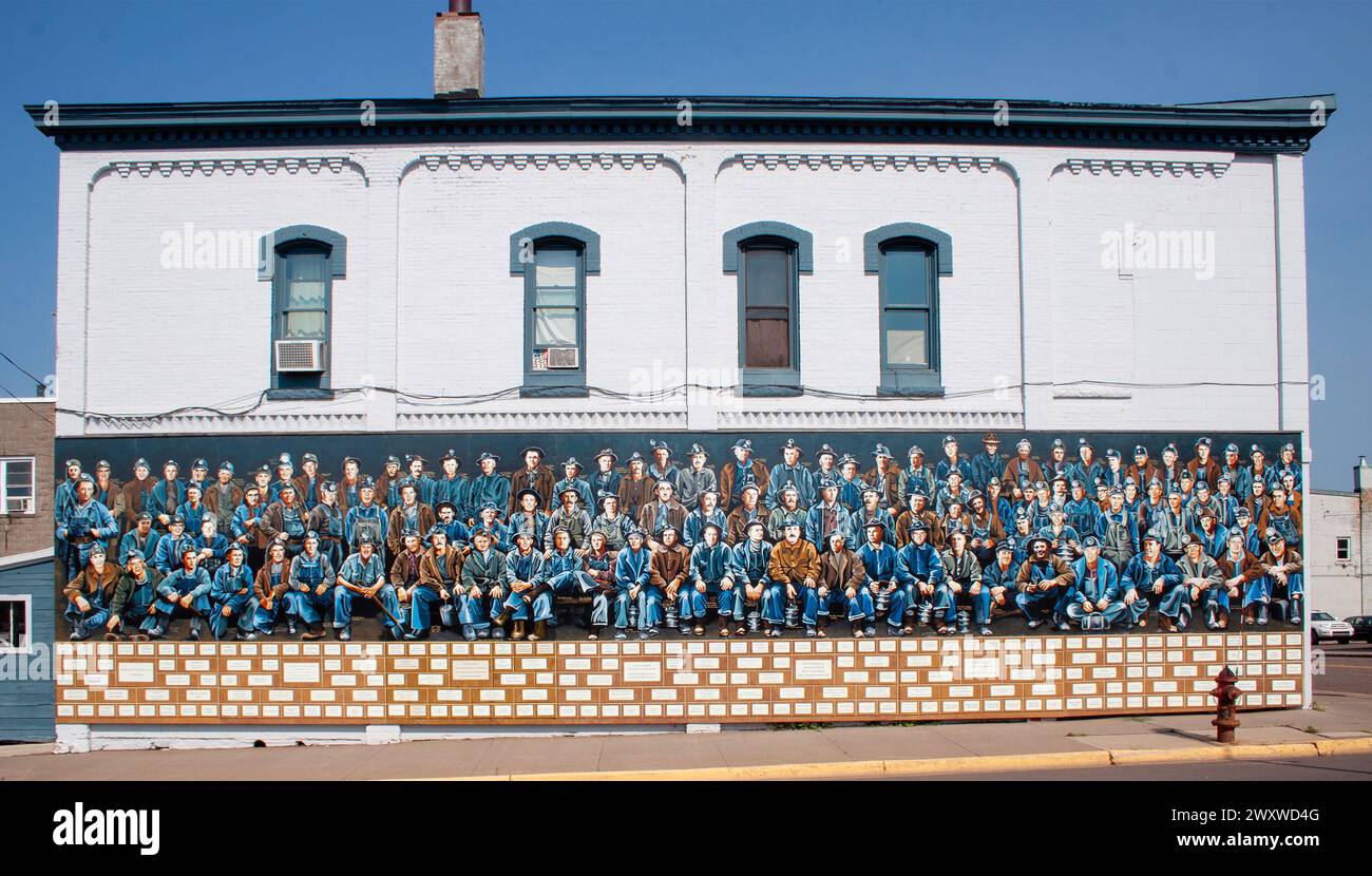 Miners Memorial Mural in Ironwood, Michigan Stock Photo