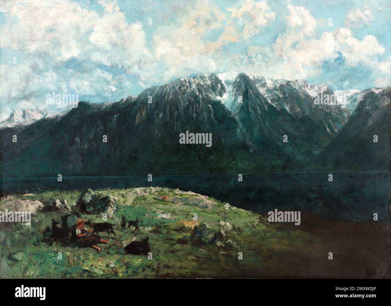 Panoramic View of the Alps, Les Dents du Midi. Gustave Courbet. 1877 Stock Photo