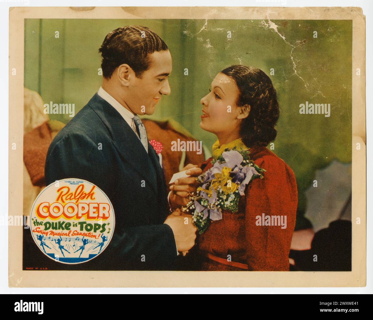 A lobby card for the movie The Duke is Tops directed by William Nolte. 1938. Stock Photo