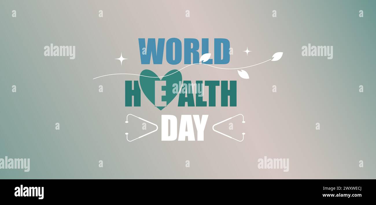 world health day Blue Green And White Text Design With heart Stock Vector