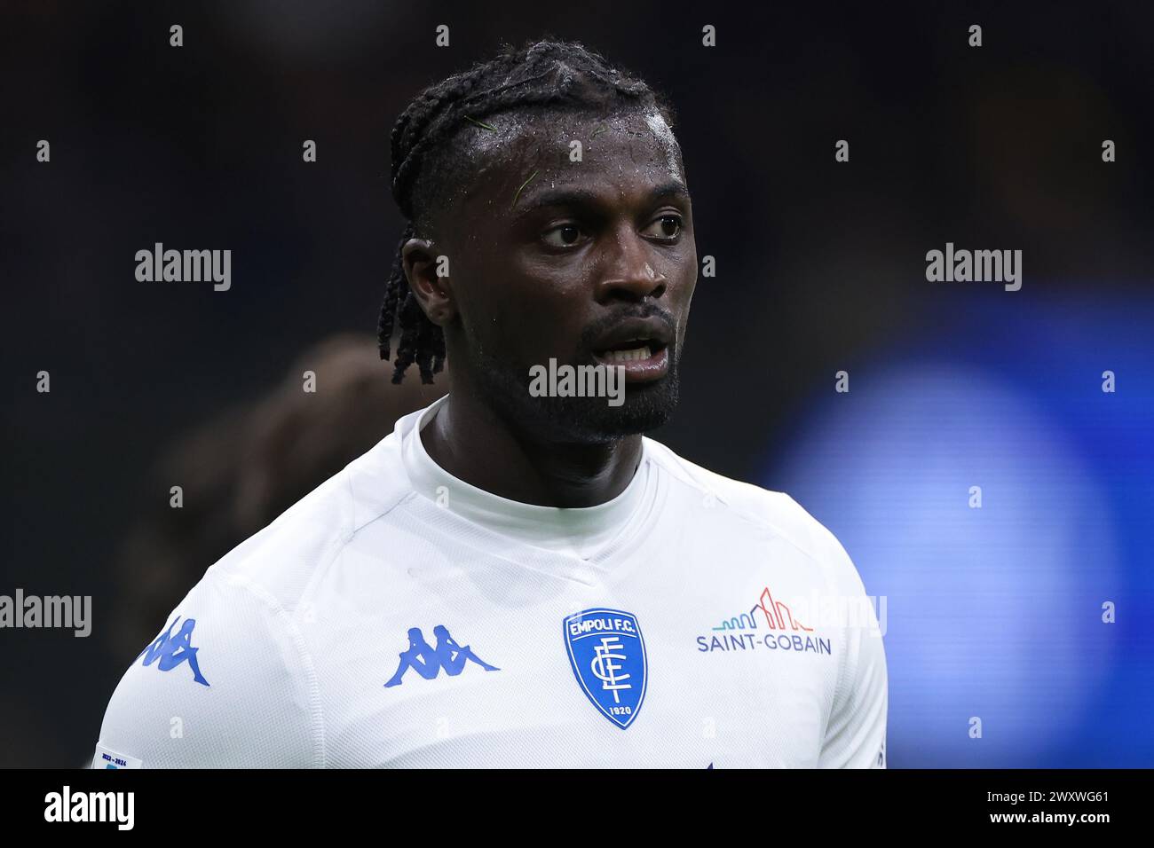 Milan, Italy. 1st Apr, 2024. Niang Mbaye of Empoli FC looks on during the Serie A match at Giuseppe Meazza, Milan. Picture credit should read: Jonathan Moscrop/Sportimage Credit: Sportimage Ltd/Alamy Live News Stock Photo