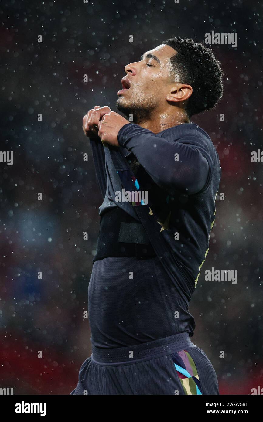 LONDON, UK - 26th Mar 2024:  Jude Bellingham of England reacts to a missed chance during the International Football Friendly match between England and Stock Photo