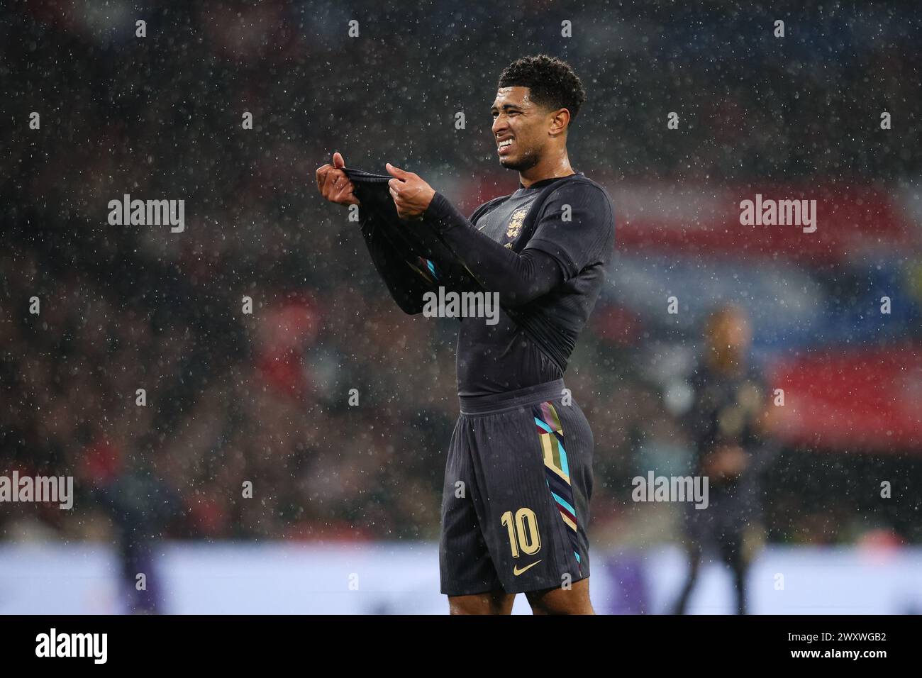 LONDON, UK - 26th Mar 2024:  Jude Bellingham of England reacts to a missed chance during the International Football Friendly match between England and Stock Photo