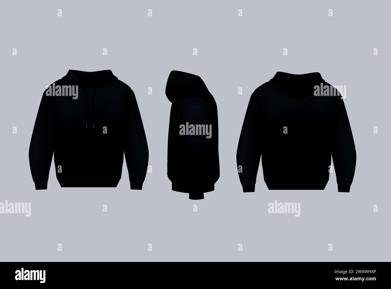 Blank black hoodie template. Long sleeve sweatshirts template with ...