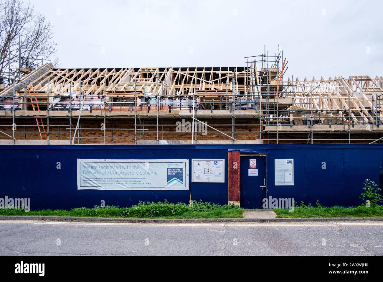 Leatherhead Surrey, UK, April 02 2024, Social Housing Residential Development With No People Stock Photo