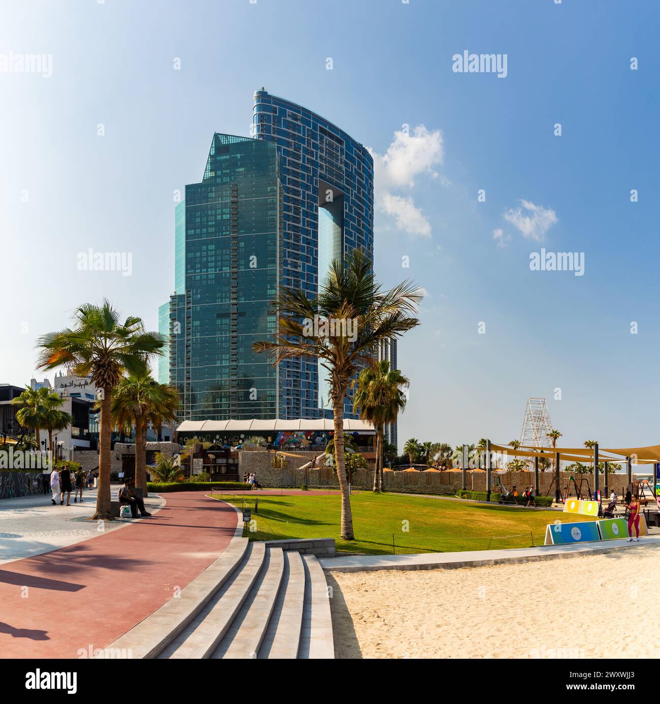 A picture of the Marina Beach and the Address Beach Resort Hotel. Stock Photo