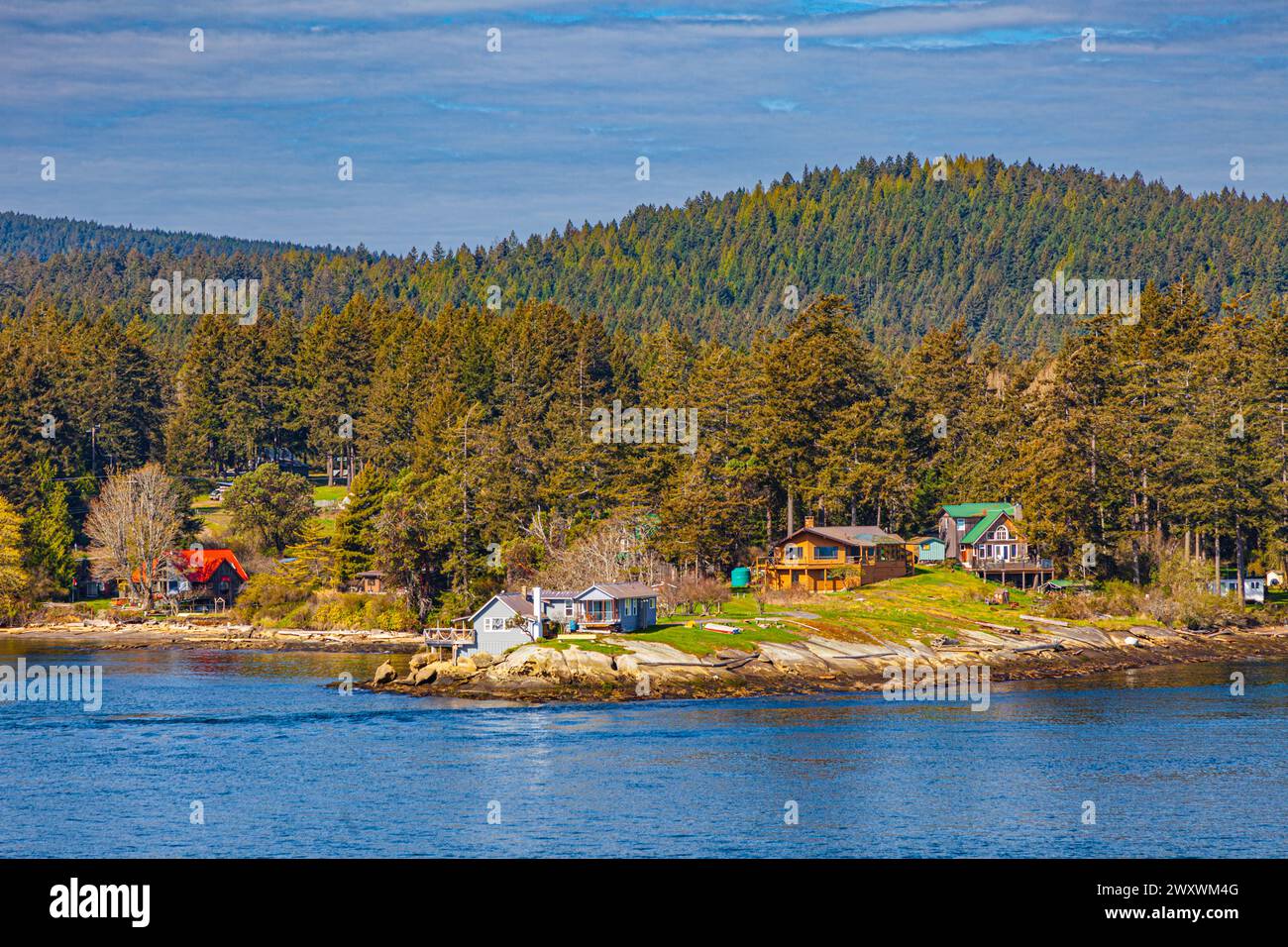 Waterfront homes on the southern tip of Galiano Island in British