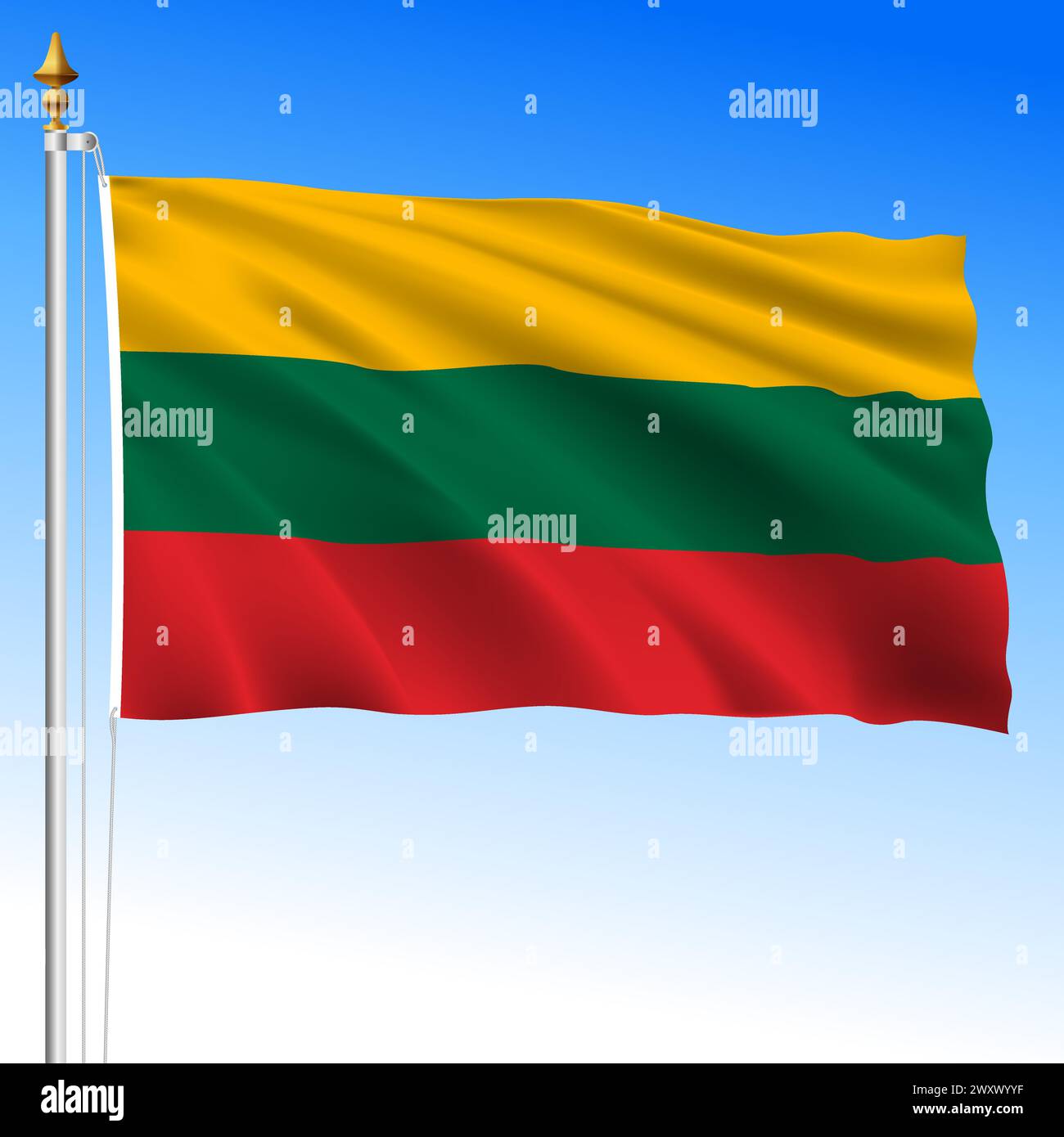 Lithuania official national waving flag, European Union, vector illustration Stock Vector