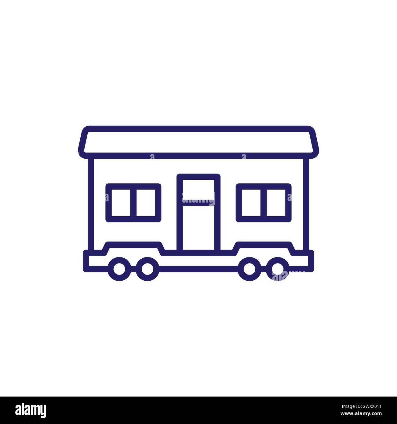mobile home icon, house trailer line vector Stock Vector