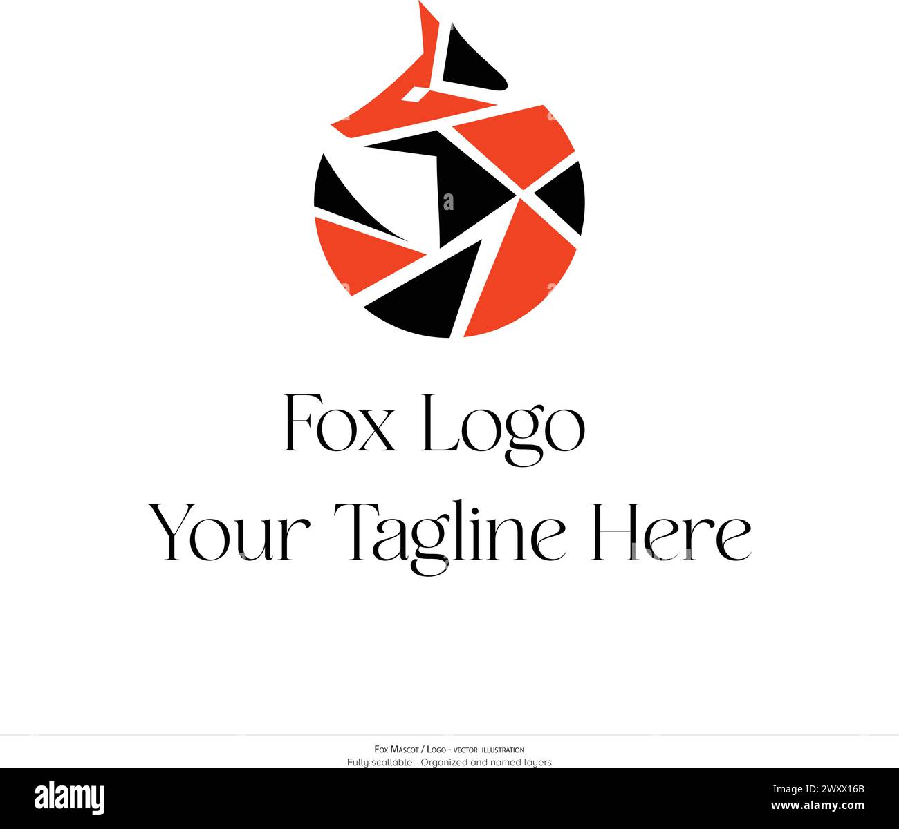 Fox logo, Fox colorful mascot Animal logo. vector illustration. minimalistic fox illustration, drawing. Geometric logo Stock Vector