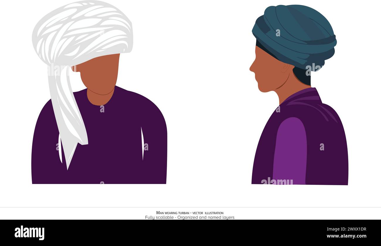 Vibrant Vector Illustration of a Stylish Man Wearing a Turban Celebrating Traditional Attire and Global Identity. Indian culture Stock Vector