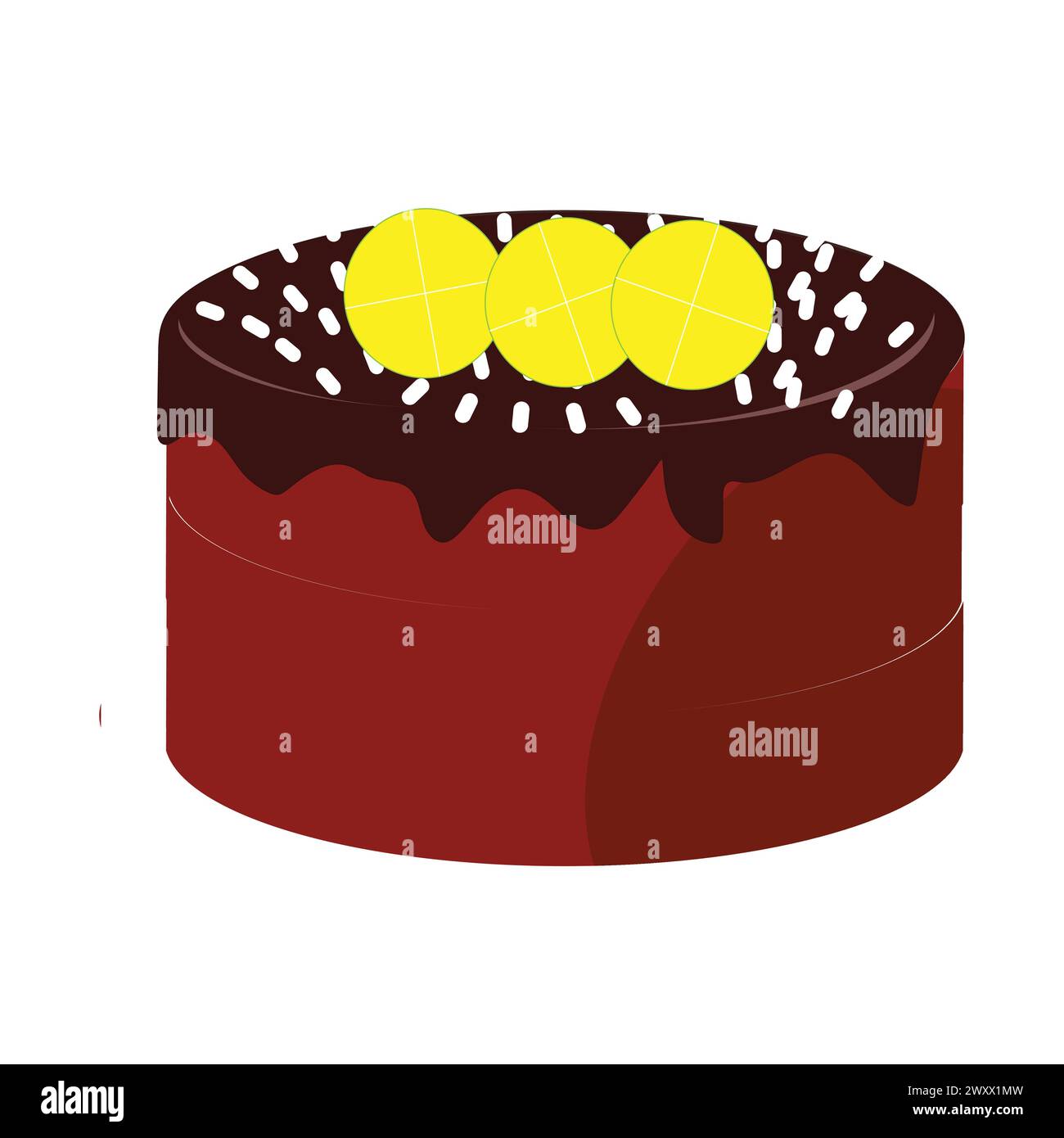 Cartoon piece of cake. Various colorful cake slices, cage and ...