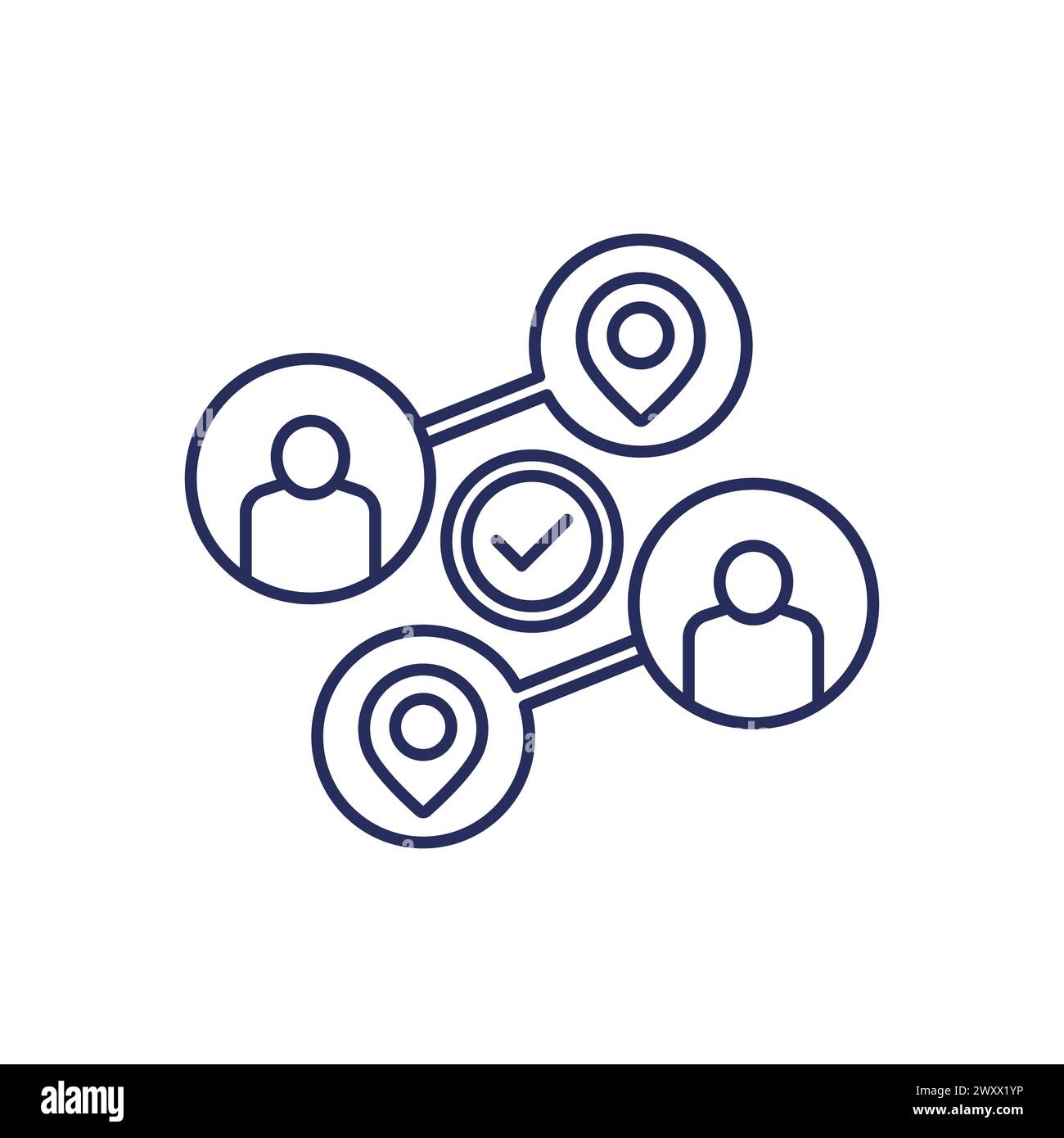 relocate, relocation line icon on white Stock Vector